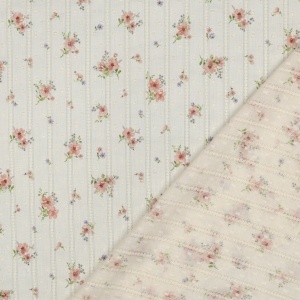 Cupon 45 cm - Voal de bumbac brodat dobby - Bouquet Ecru - Img 3