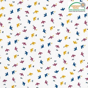 Cupon 60cm - Bumbac imprimat - Hirondelle Blanc - Img 2