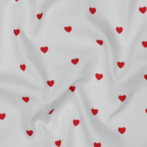 Cupon 80 cm - Poplin premium imprimat - Hearts White Red