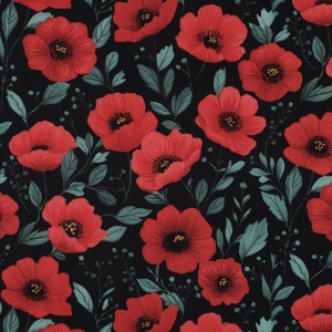 Cupon 90cm - Poplin premium digital - Poppy Flowers Black - Img 4