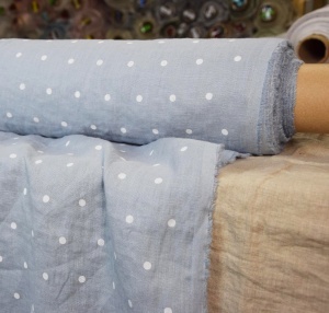 Material 100% In prespalat imprimat - Polka Dots Bleu - Img 2
