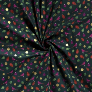 Material bumbac - Christmas Chirp Green - Img 2