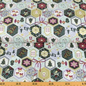 Material bumbac Craciun - Christmas Patchwork Mint 16713/022 - Img 2