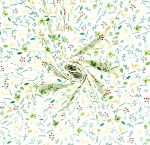 Material Craciun Poplin - Reindeer Magic White