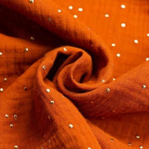 Muselina cu buline aurii - Glitz Rust - Img 1