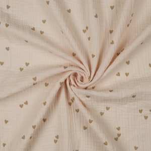 Muselina imprimata - Small Hearts Sand - Img 2