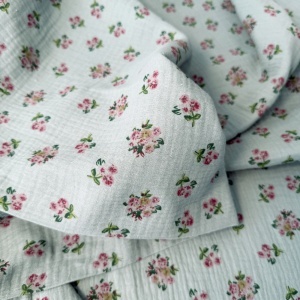 Muselina imprimata - Vintage Roses Green