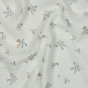 Muselina premium imprimata digital - Delicate Flowers Ecru