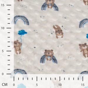 Plush Minky Dot - Bears & Rainbows Dusty Blue - Img 1