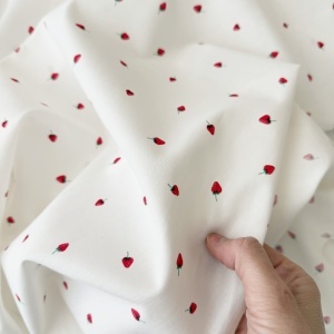 Poplin Imprimat cu capsuni - Mini Strawberry - Img 2