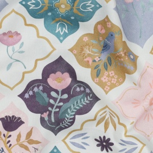 Poplin imprimat - Floral Folk Tiles