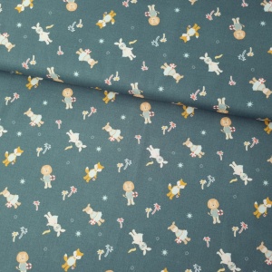 Poplin imprimat - Summer Holyday Animals Green - Img 2