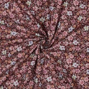 Poplin premium digital - Flowers Burgundy - Img 2