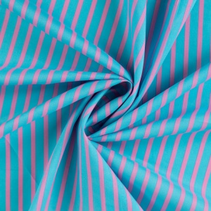 Voal batist de bumbac - Enjoy Blue Stripes - Img 4