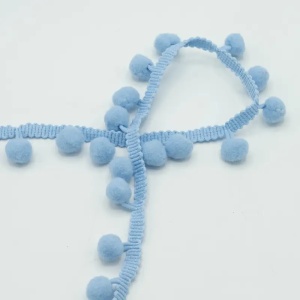 Banda cu ciucuri pompom - Baby Blue - 10 mm