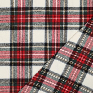 Bumbac flanel in carouri tartan - Ecru-Rosu, culoare Ecru/Rosu, compozitie 100% bumbac - imagine 3