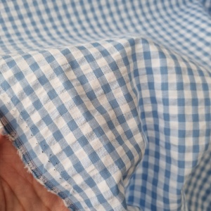 Bumbac gofrat Seersucker cu carouri Vichy - Bleu - Img 2