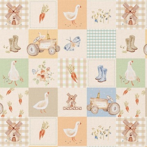 Bumbac imprimat digital - Patchwork Farm