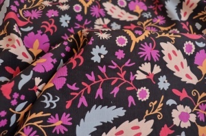 Bumbac Reiat Velur Babycord - Boho garden Black - Img 4