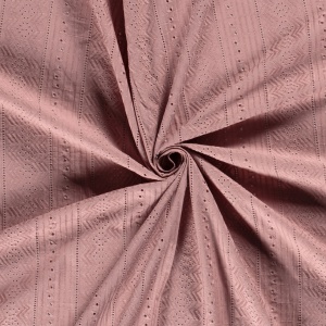 Cupon 1.4m - Bumbac voal brodat- Multi Stripes Old Rose - Img 3