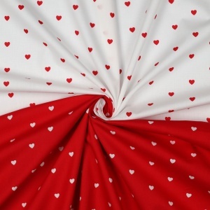 Cupon 48cm - Poplin premium imprimat - Hearts White Red - Img 2