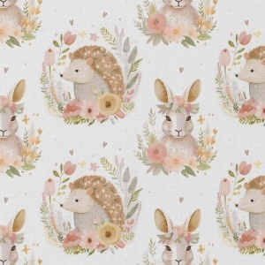 Cupon 60 cm - Bumbac imprimat digital cu animale - Cute Forest