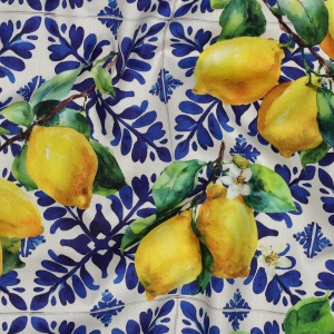 Cupon 70 cm - Material din bumbac si vascoza digital - Lemons Azulejo