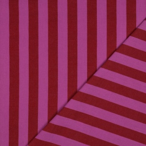 Cupon 90cm - Material bumbac prespalat in dungi Yarn Dyed - Red Fuchsia - Img 3