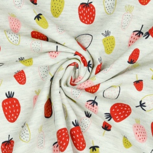 Jerse Bumbac imprimat - Strawberry Ecru Melange - Img 1