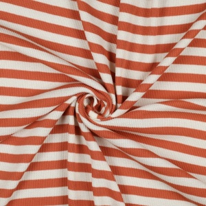 Jerse waffle yarn dyed - Stripe Orange Ecru - Img 3