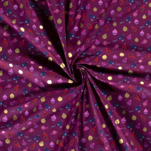 Material bumbac - Christmas Chirp Wine - Img 2