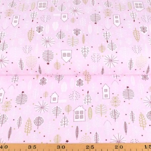 Material bumbac Craciun - Sweet Forest Pink - Img 2