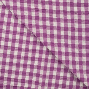Material bumbac Seersucker Jacquard- Checks Cyclam White - Img 3