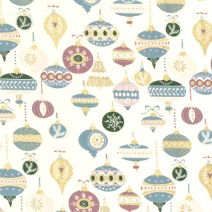 Material Craciun Poplin - Christmas Balls Ivory - Img 2