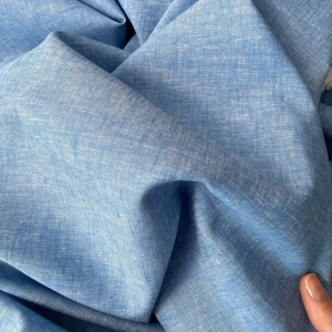 Material subtire din amestec de In si bumbac - Blue Melange - Img 3