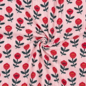 Muselina imprimata - Poppy Pink - Img 2