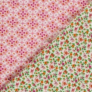 Muselina matlasata cu doua fete - Abstract Fuchsia