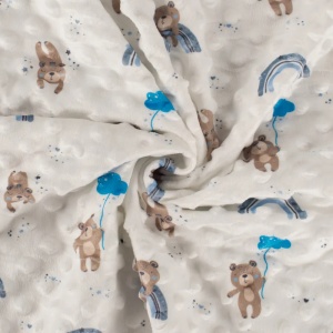 Plush Minky Dot - Bears & Rainbows Dusty Blue - Img 2