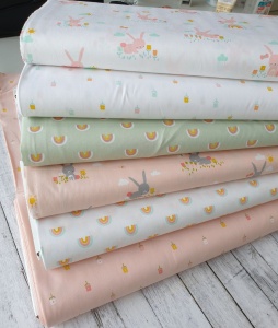 Poplin imprimat - Cute Rainbows Salmon - Img 2