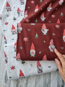 Poplin imprimat digital - Christmas Gnomes Wine - Img 2