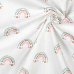 Poplin imprimat - Glitter Rainbows White - Img 2