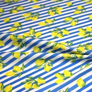 Poplin premium imprimat - Limoni Blue - Img 3