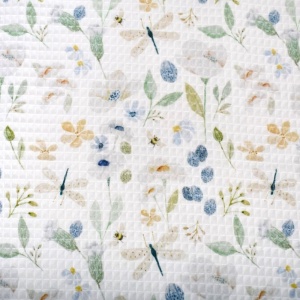 Tesatura din bumbac waffle imprimata digital - Spring Garden