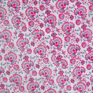 Voal batist de bumbac - Enjoy Etno Flowers Fuchsia