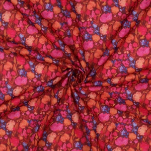 Voal de bumbac imprimat digital - Flowers Burgundy - Img 2
