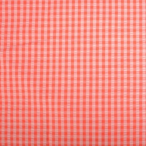 Bumbac gofrat Seersucker cu carouri Vichy - Peach Rose