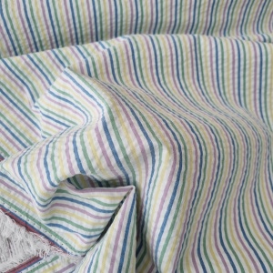 Bumbac gofrat Seersucker cu dungi - Summer Stripes - Img 2