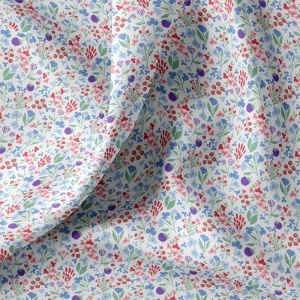 Bumbac imprimat - Celine Alb-Bleu - Img 2