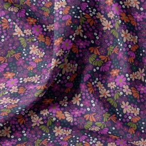 Bumbac imprimat cu flori - Violet Bouquet - Img 3