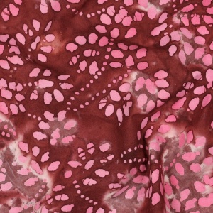 Bumbac imprimat manual - Batik Block Leaves Red
